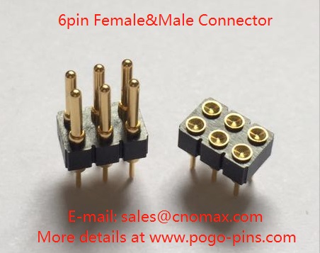 6pin Female&Male DIP type pogo pin connector item CN419-10-206-00-A&CN827-22-006-10-A 