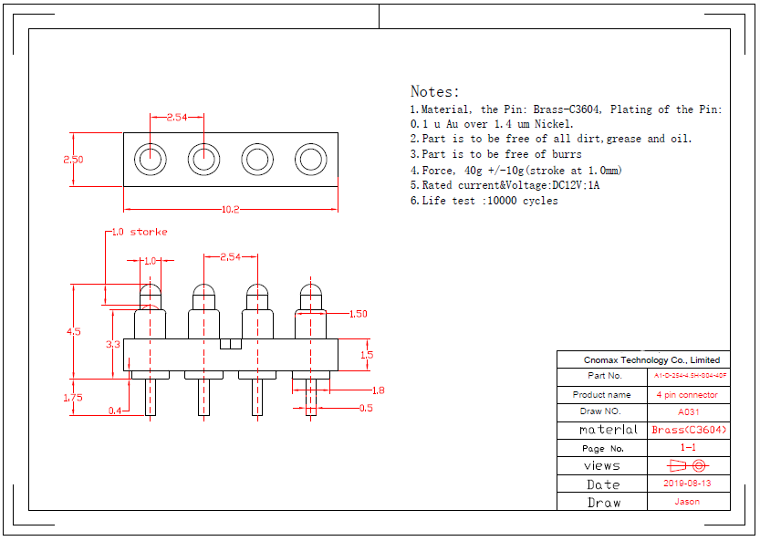 4pin connector datasheet
