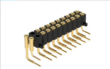 Double row right Angle pogo pin connector