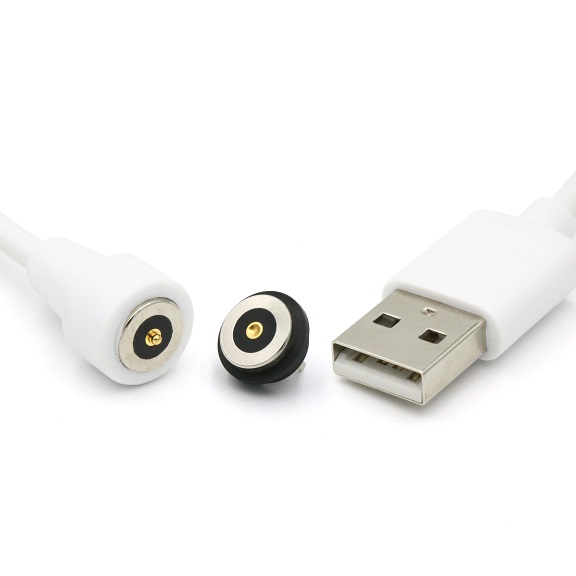 1pin White Magnetic Connector with USB cable