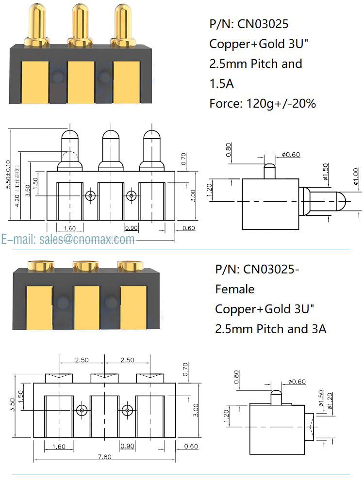 3pin Side Solder Connector