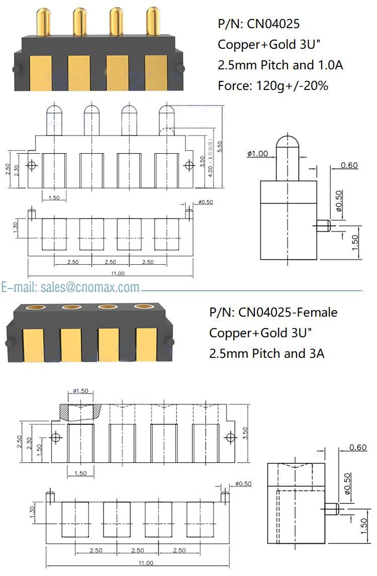 4pin Side Solder Connector