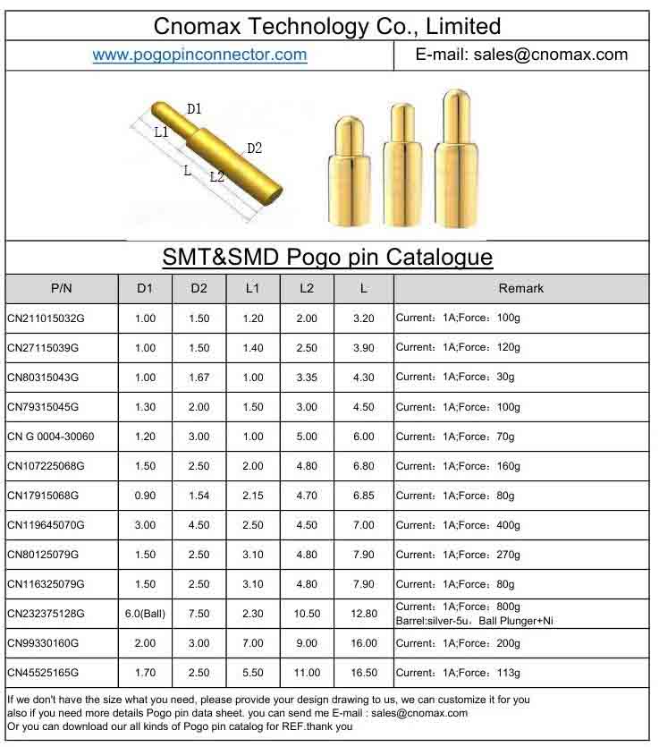 SMT Pogo Pin Catalogue