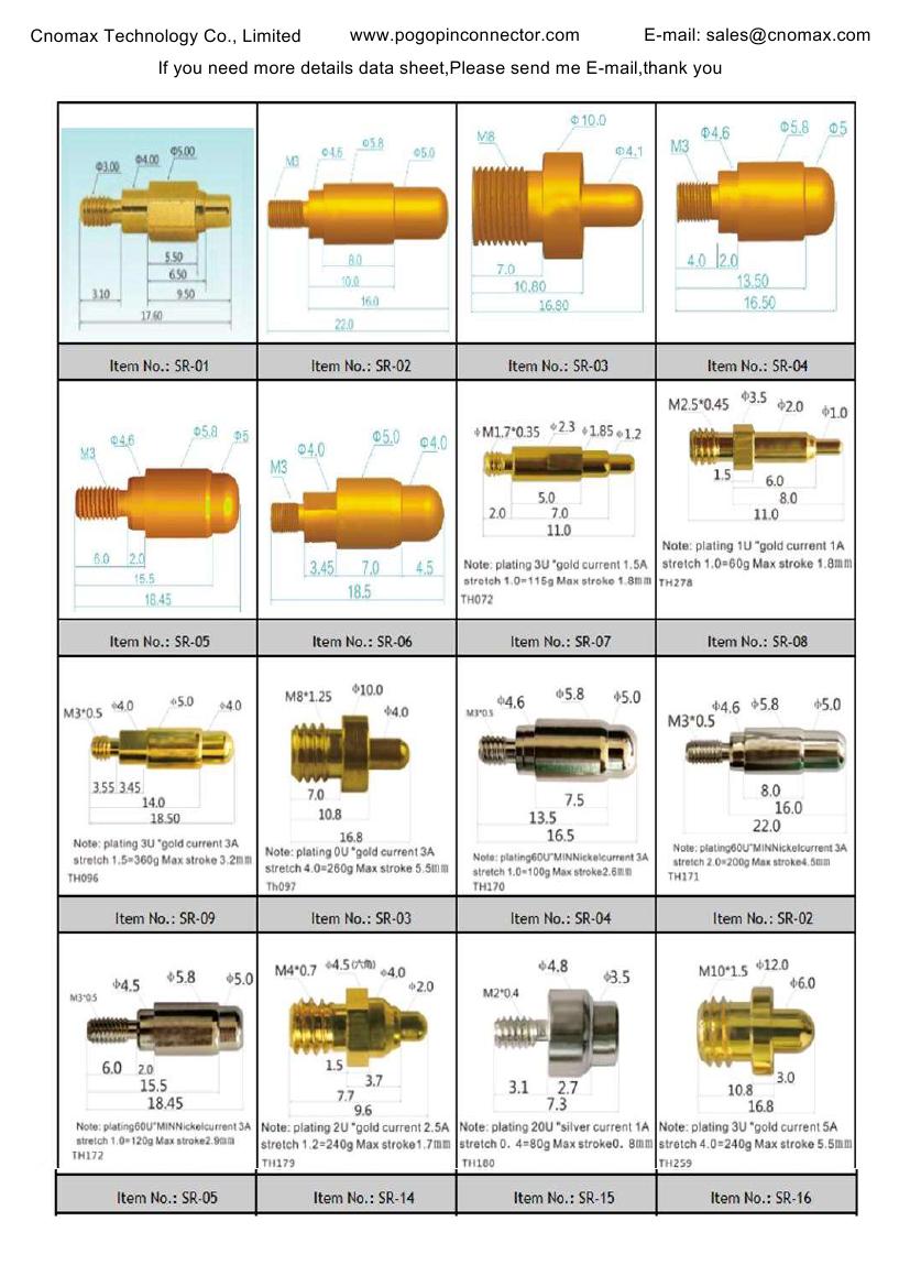 Thread Pogo pin catalogue