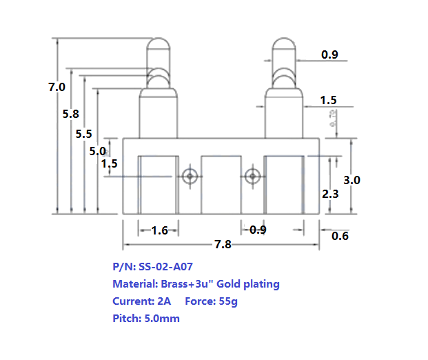 2Pin Side Solder Connector