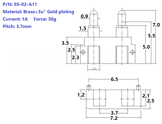 2Pin Side Solder Connector