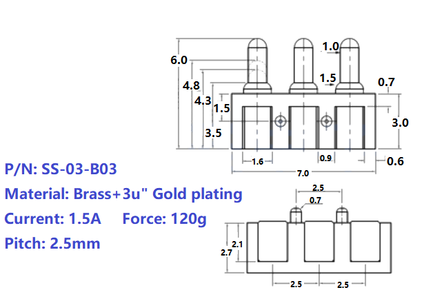 3Pin Side Solder Connector