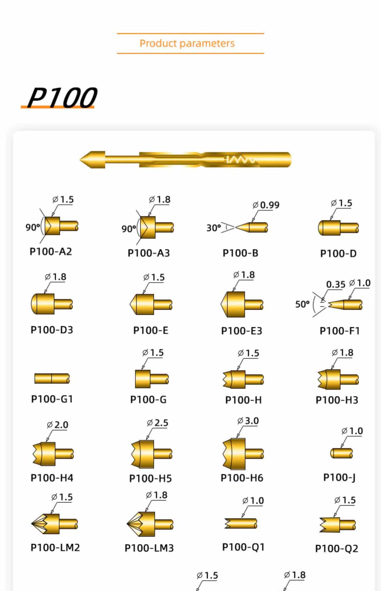 P100 probe pin