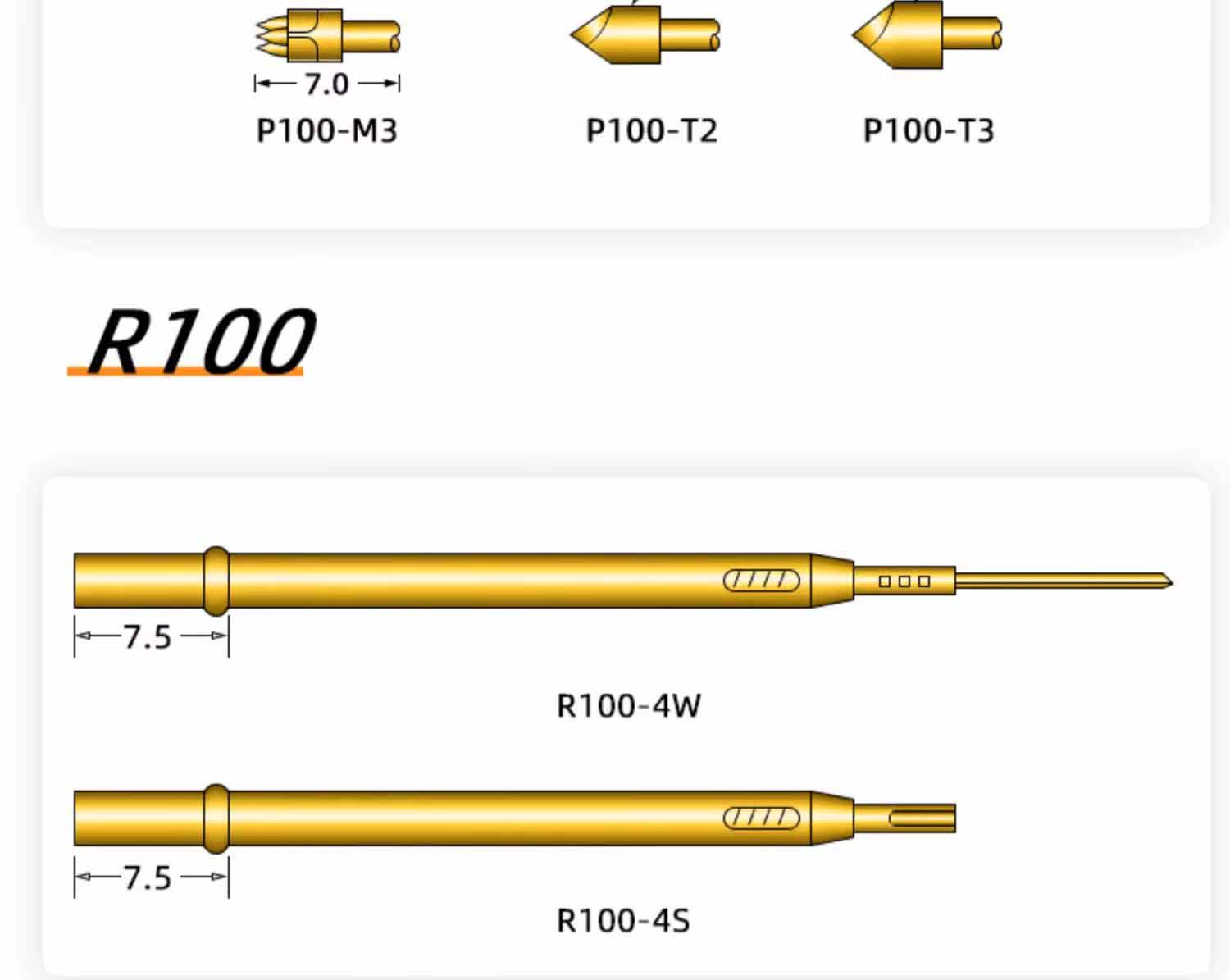 R100 probe pin