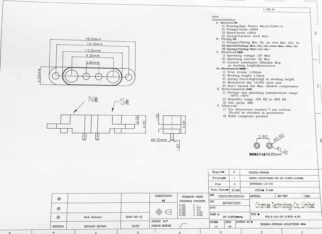 2pin magnetic connector