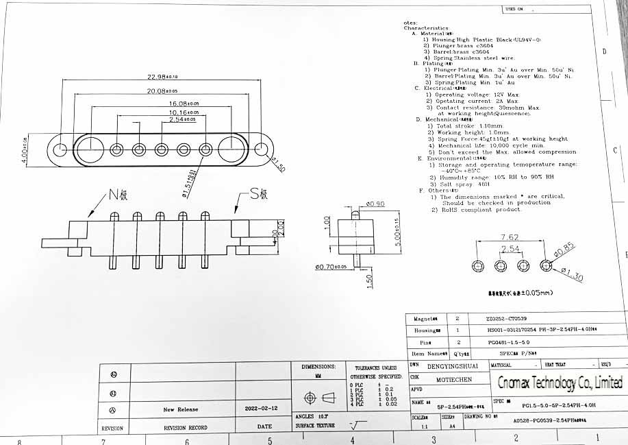 5pin magnetic connector with Screw hole