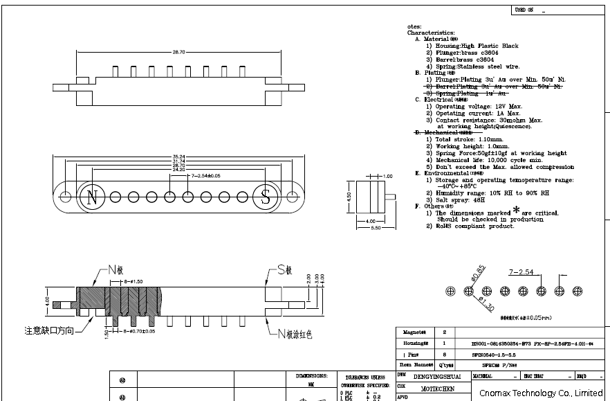 8pin magnet connector with Screw hole