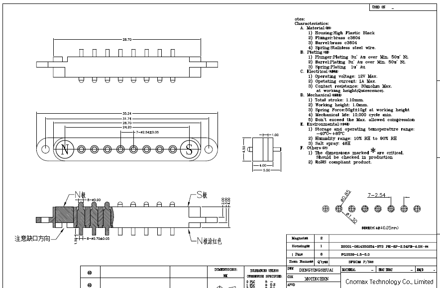 8pin magnet connector with Screw hole