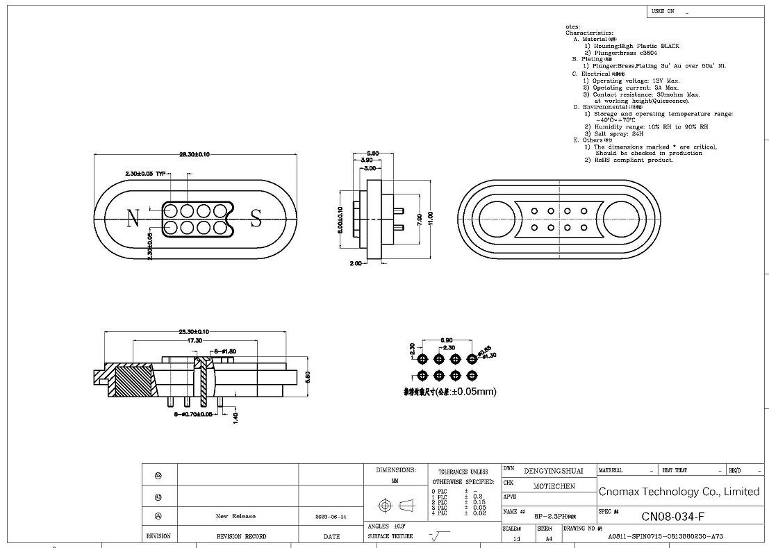 8pin magnetic connector data sheet